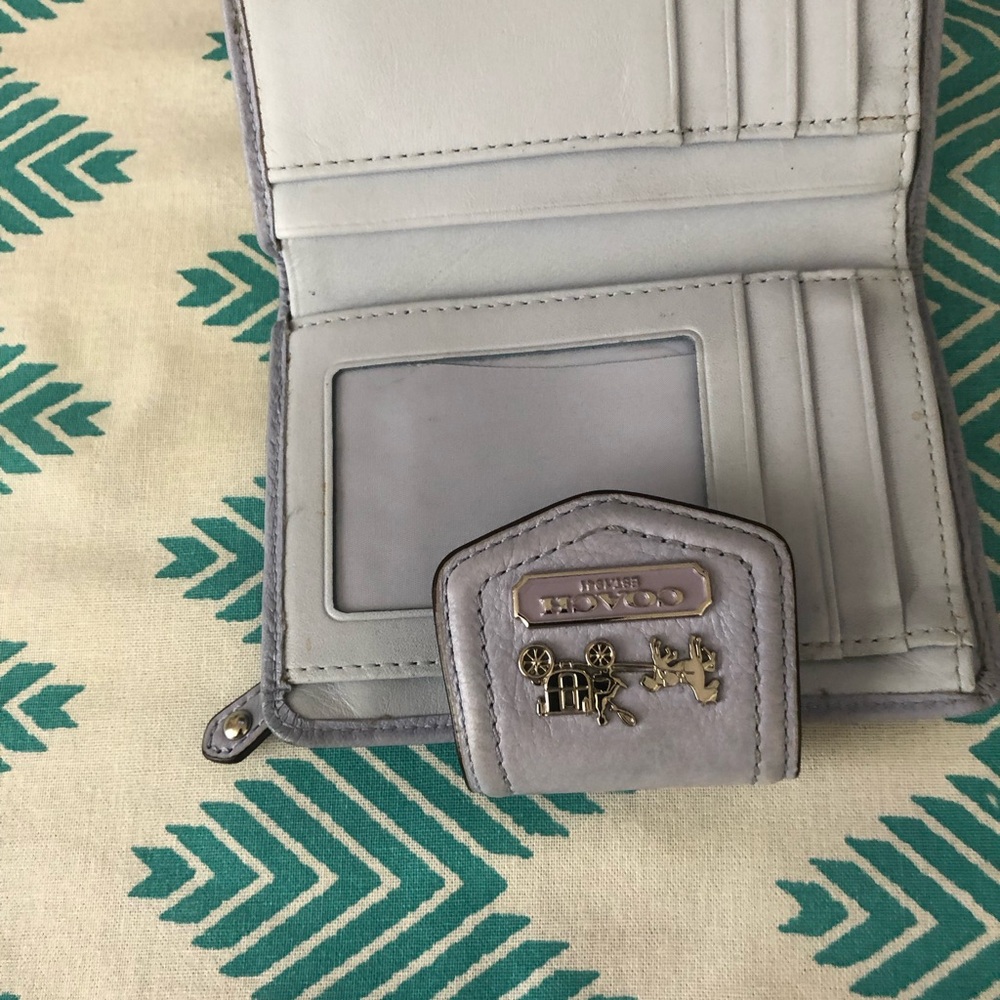Coach Pale Blue Leather Shoulder Bag with Logo Charm - Picture 5 of 5